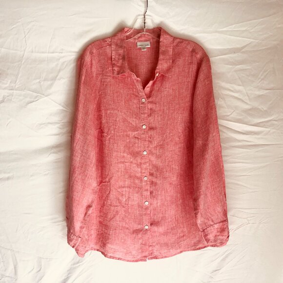 J Jill Love Linen Tunic Women's Plus 1X  Button Up Long Sleeve Top - Picture 1 of 4